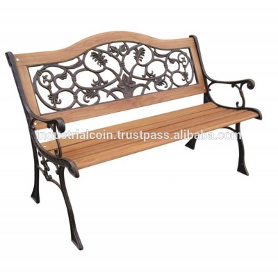 Indonesian Wooden and Metallic Garden Bench Furniture