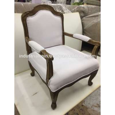 French style white colour fabric vintage chair furniture