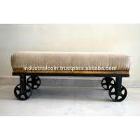 Quality India industrial wheel vintage comfortable sitting outdoor living room wheel bench sofa