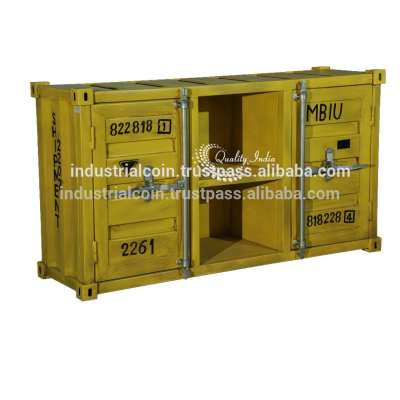 Industrial Container Style Two Door & Two Shelves Cabinet furniture