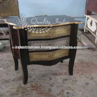 Brass and wooden cabinet furniture