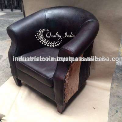 Fully comfort durable genuine black leather with back and arm chair cum sofa